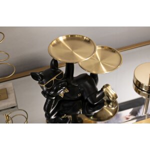 Mauro Ferretti figurină decorativă câine Rover cu tavă 23.5x13x18.5 cm aur negru