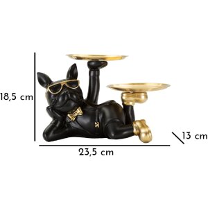 Mauro Ferretti figurină decorativă câine Rover cu tavă 23.5x13x18.5 cm aur negru