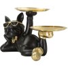Mauro Ferretti figurină decorativă câine Rover cu tavă 23.5x13x18.5 cm aur negru