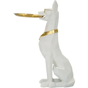 Mauro Ferretti sculptură decorativă câine Ory cu tavă 27x51x74 cm aur alb