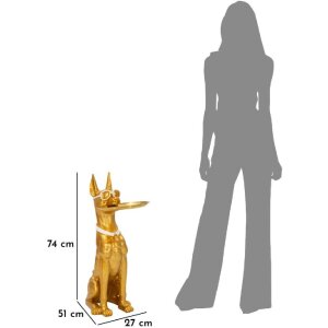 Mauro Ferretti Dekoskulptur Hund Pit mit Tablett 27x51x74 cm gold