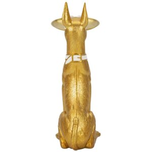 Mauro Ferretti Dekoskulptur Hund Pit mit Tablett 27x51x74 cm gold