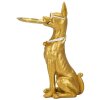 Mauro Ferretti Dekoskulptur Hund Pit mit Tablett 27x51x74 cm gold
