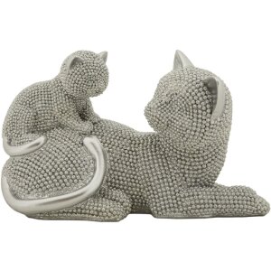 Mauro Ferretti Dekofigur Katze Sparky mit Jungtier 19x9x13 cm silber