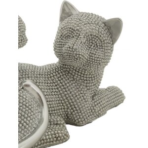 Mauro Ferretti Dekofigur Katze Sparky mit Jungtier 19x9x13 cm silber