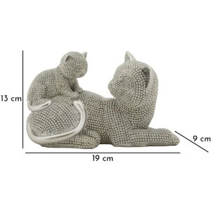 Mauro Ferretti Dekofigur Katze Sparky mit Jungtier 19x9x13 cm silber