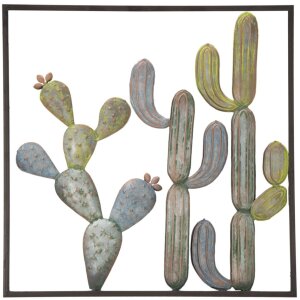 Mauro Ferretti decor de perete cactus cadru 50x1.3x50 cm verde albastru deschis