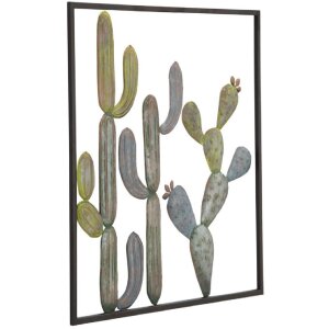 Mauro Ferretti decor de perete cactus cadru 50x1.3x50 cm verde albastru deschis