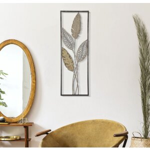 Mauro Ferretti decor de perete frunze 30.5x1.9x91 cm aur argint