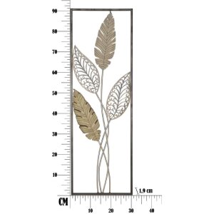 Mauro Ferretti decor de perete frunze 30.5x1.9x91 cm aur argint