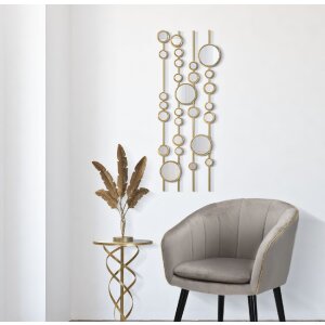 Mauro Ferretti panou de perete Oglinzi mici 35.5x1.5x90 cm de culoare aurie