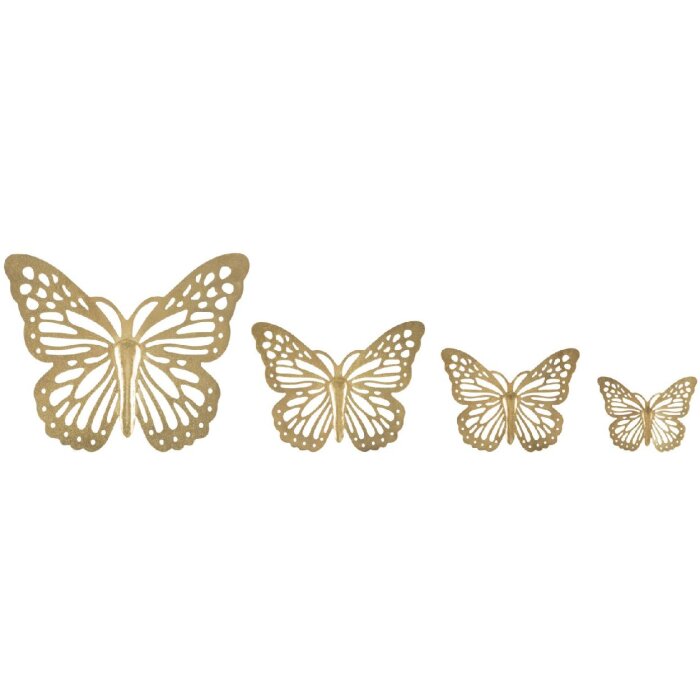 Mauro Ferretti decor de perete fluturi set 4 buc. 35x2x2916x2x12 cm de culoare aurie