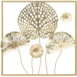 Mauro Ferretti Wandpaneel Goldene Blumen 50x5x50 cm...