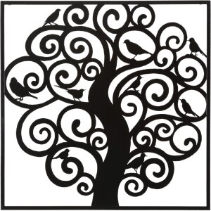 Mauro Ferretti Wandpaneel Baum 70x1x70 cm schwarz