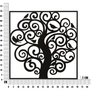 Mauro Ferretti Wandpaneel Baum 70x1x70 cm schwarz