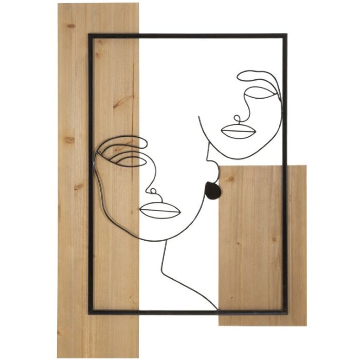 Mauro Ferretti Wandpaneel Gesichter 63x2x90 cm schwarz braun