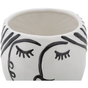 Mauro Ferretti Vase Topf Gesicht Ø 14x18,2 cm weiß schwarz