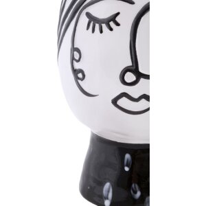 Mauro Ferretti Vase Topf Gesicht Ø 14x18,2 cm weiß schwarz