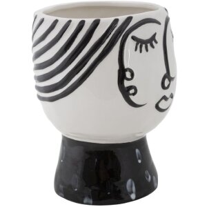 Mauro Ferretti Vase Topf Gesicht Ø 14x18,2 cm weiß schwarz