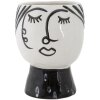 Mauro Ferretti Vase Topf Gesicht Ø 14x18,2 cm weiß schwarz
