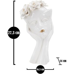 Mauro Ferretti Vase Frau Maske 16,5x14x27,3 cm weiß gold