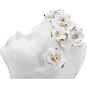 Mauro Ferretti Vase Junge Damenrosen 10x14x26 cm weiß gold