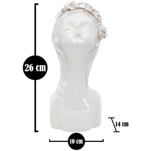 Mauro Ferretti Vase Junge Damenrosen 10x14x26 cm weiß gold