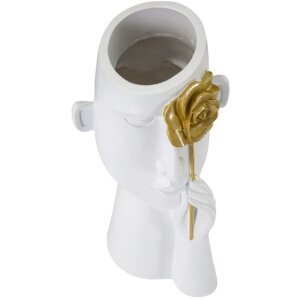 Mauro Ferretti Vase Gesicht mit Blume 14x13x27 cm...