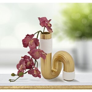 Mauro Ferretti Vase Bann 10,7x10,7x18,3 cm gold weiß