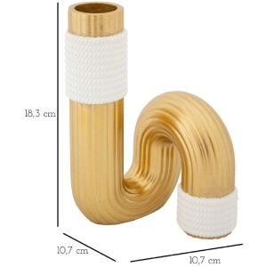 Mauro Ferretti Vase Bann 10,7x10,7x18,3 cm gold weiß