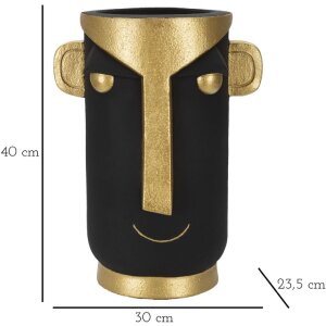 Mauro Ferretti Vase Tribal30x23,5x40 cm  schwarz gold