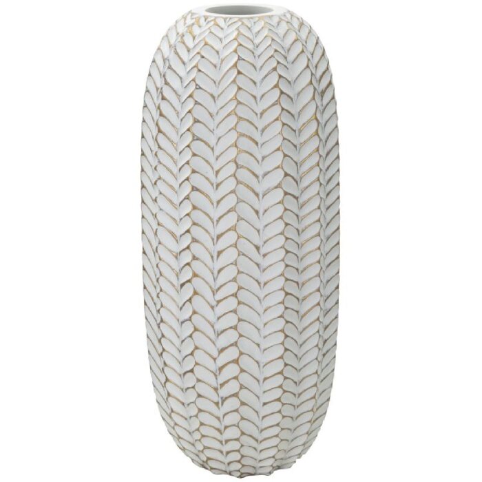 Mauro Ferretti vaza frunze Ø 18.5x46 cm aur alb