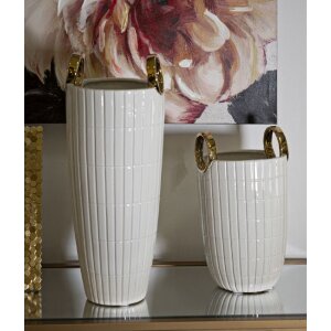 Mauro Ferretti Vase Einkaufen Ø 18x45 cm weiß gold