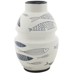 Mauro Ferretti Vase Fisch Ø 21x31 cm weiß blau