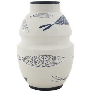 Mauro Ferretti Vase Fisch Ø 15x24 cm weiß blau