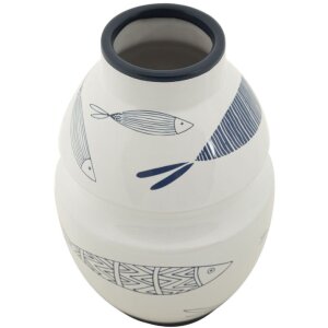 Mauro Ferretti Vase Fisch Ø 15x24 cm weiß blau