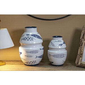 Mauro Ferretti vază pește Ø 15x24 cm alb albastru