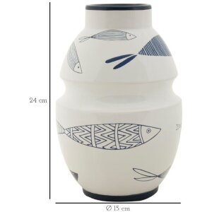 Mauro Ferretti vază pește Ø 15x24 cm alb albastru