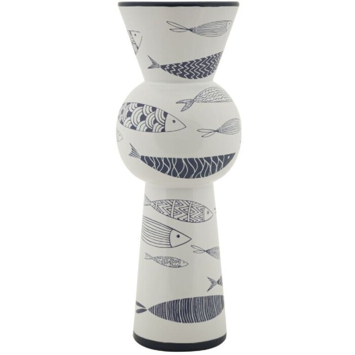 Mauro Ferretti vază pește mare Ø 14x38.5 cm alb albastru