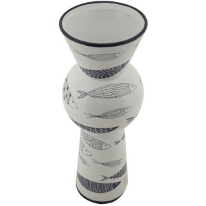 Mauro Ferretti vază pește mare Ø 14x38.5 cm alb albastru