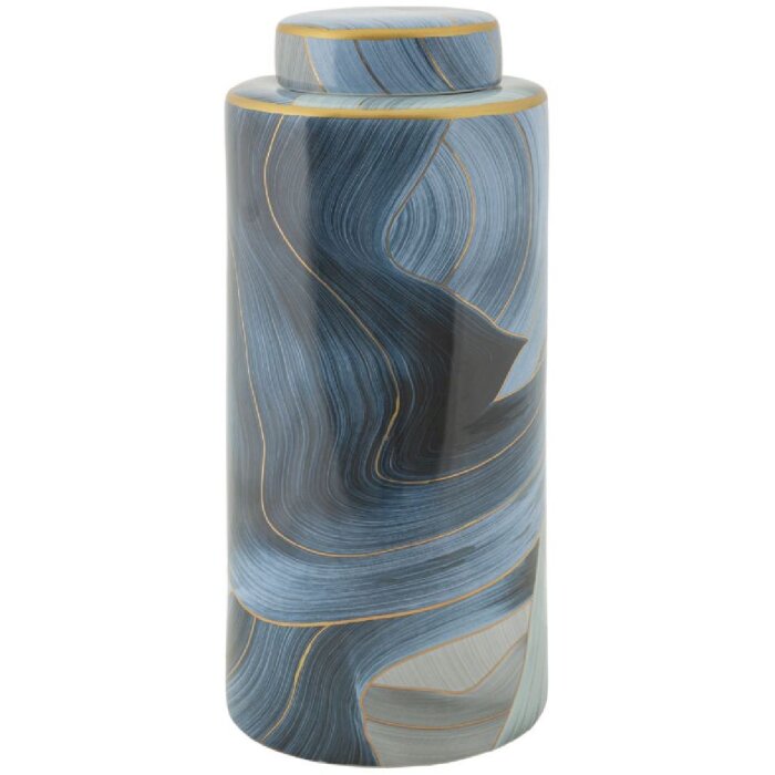 Mauro Ferretti Vase Elegant Ø 15x34 cm blau gold mit Deckel