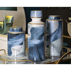 Mauro Ferretti Vase Elegant Ø 15x34 cm blau gold mit Deckel