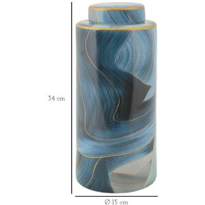 Mauro Ferretti Vase Elegant Ø 15x34 cm blau gold mit Deckel