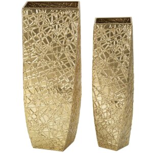 Mauro Ferretti Vasen Set Squer 2tlg 34x34x90 cm 25x25x78 cm gold