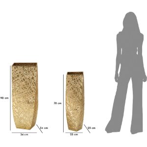 Mauro Ferretti Vasen Set Squer 2tlg 34x34x90 cm 25x25x78 cm gold