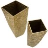 Mauro Ferretti Vasen Set Squer 2tlg 34x34x90 cm 25x25x78 cm gold