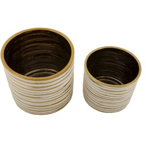 Mauro Ferretti set ghiveci Blom 2 piese Ø 23x22 cm & Ø 18x17.5 cm aur alb