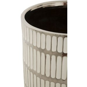 Mauro Ferretti Blumentopf-Set Ray 2-teilig Ø 22,5x24 cm & Ø 18x19 cm weiß silber