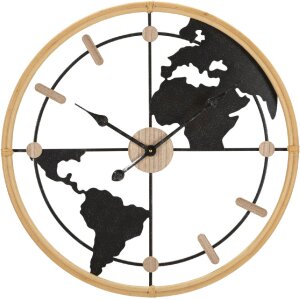 Mauro Ferretti Wanduhr Welt Ø 60x5 cm braun schwarz