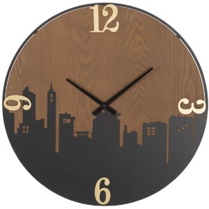 Mauro Ferretti Wanduhr Stadt Ø 60x2 cm schwarz braun